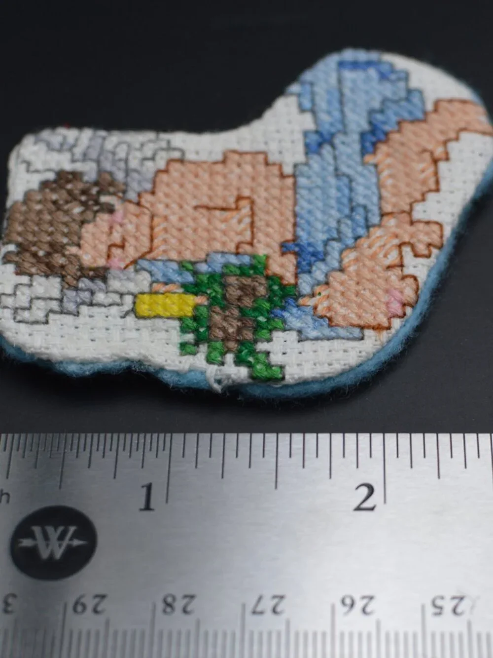 Cross Stitch Homemade Stocking Ornament - Cupid Angel